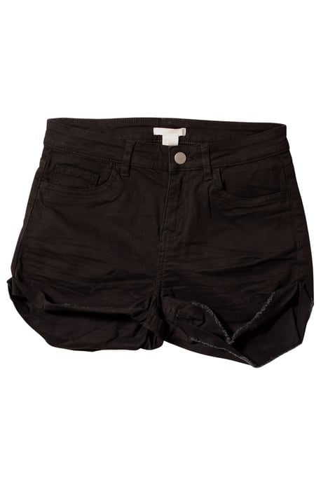 Black Roll Or Raw Hem Shorts - Image 2