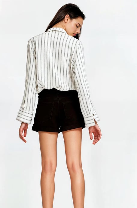 Black Roll Or Raw Hem Shorts - Image 3