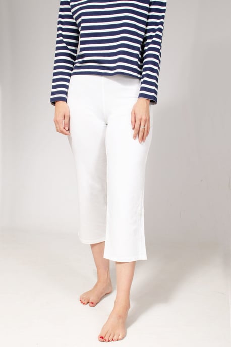 White Cropped Wide Leg Joggers - Image 1