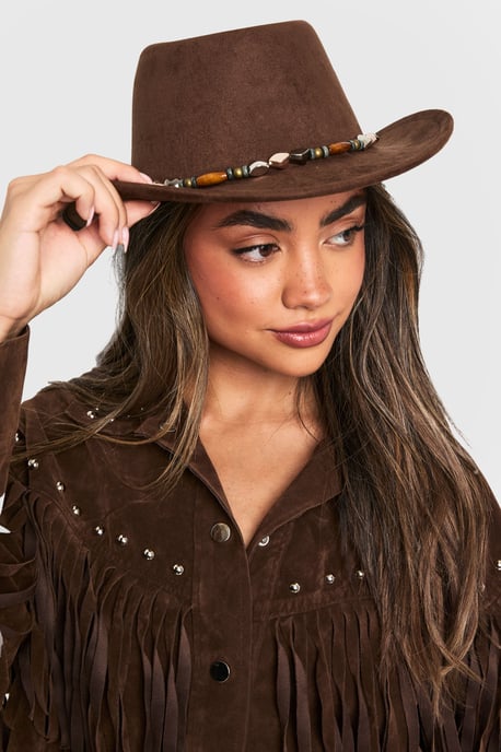 Beaded Trim Detail Western Hat - Image 1