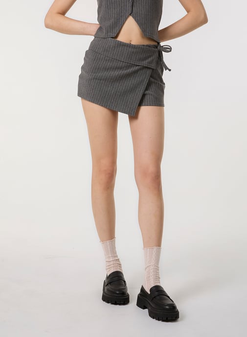 Pinstripe Wrap Front Skort - Image 2