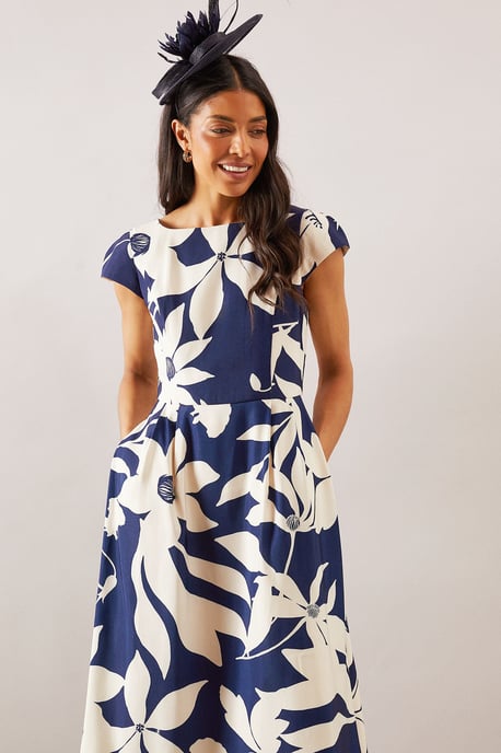 Floral Ottoman Fit & Flare Midi Dress - Image 2