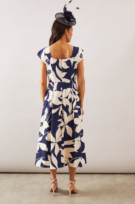 Floral Ottoman Fit & Flare Midi Dress - Image 3