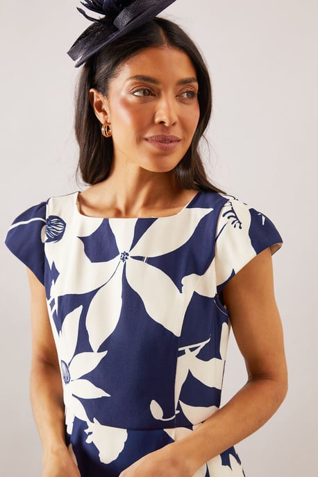 Floral Ottoman Fit & Flare Midi Dress - Image 4