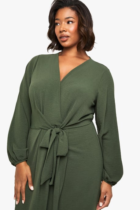 Plus Textured Tie Detail Maxi Dress - Image 4