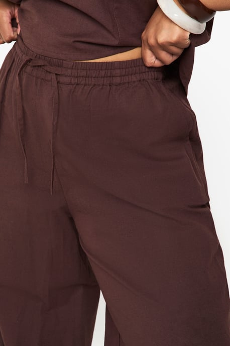 Plus Linen Wide Leg Trousers - Image 4
