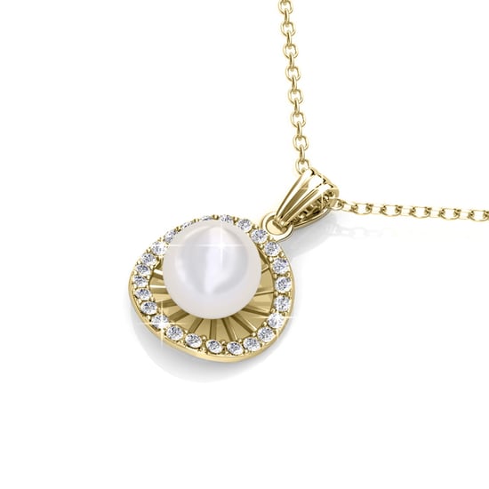 Chloe Pearl Pendants - Gold and Crystal - Image 2