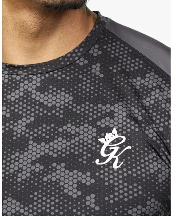 Gym King Contrast Camo Panel Grey T Shirt - Image 3