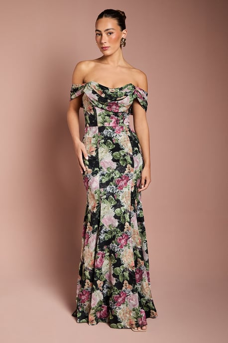 Floral Bardot Maxi Dress - Image 1