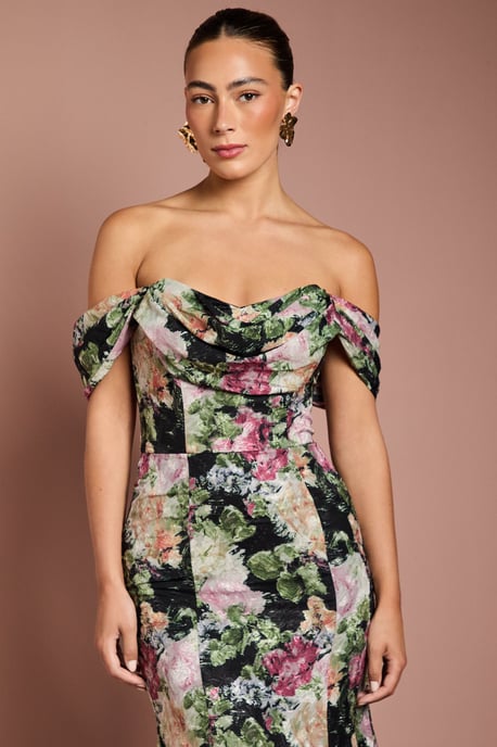 Floral Bardot Maxi Dress - Image 4