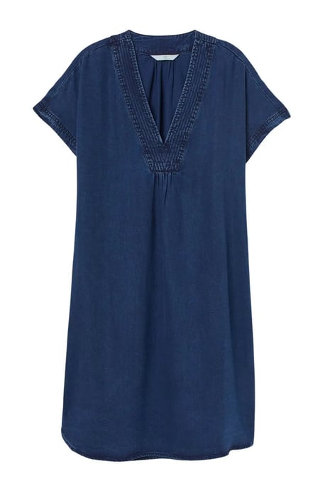 Navy V Neck Tunic Dress - Image 1