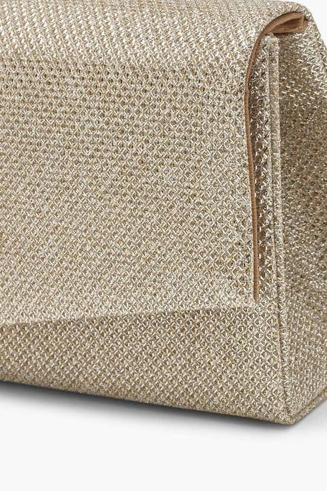 Structured Glitter Clutch Bag & Chain - Image 3