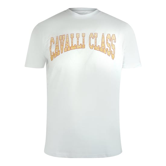 Cavalli Class Varsity-logotyp Vit T-shirt - Image 1
