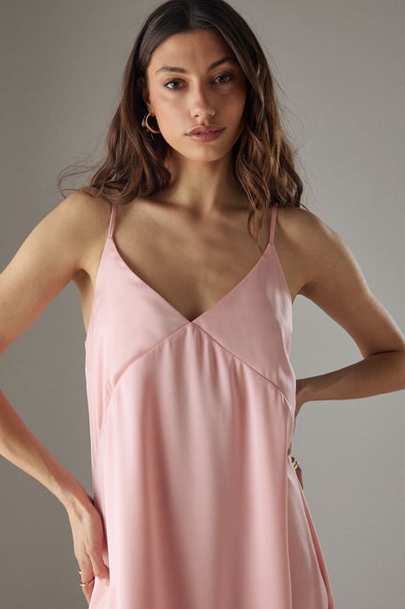 Satin Asymmetric Ruffle Mini Strappy Dress - Image 3