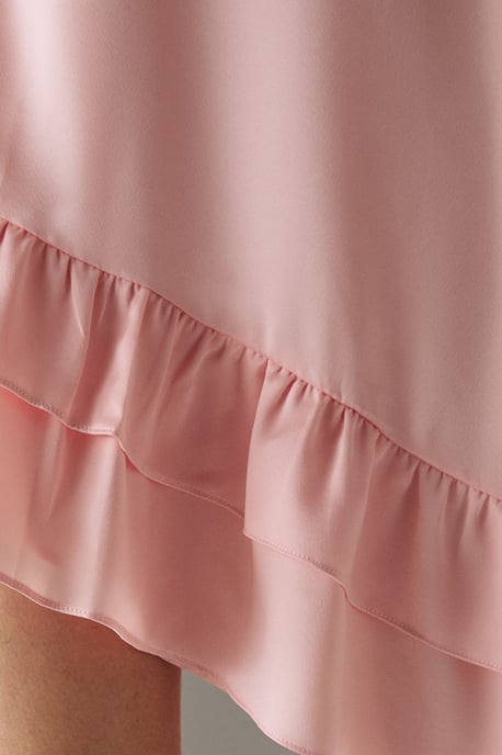 Satin Asymmetric Ruffle Mini Strappy Dress - Image 5