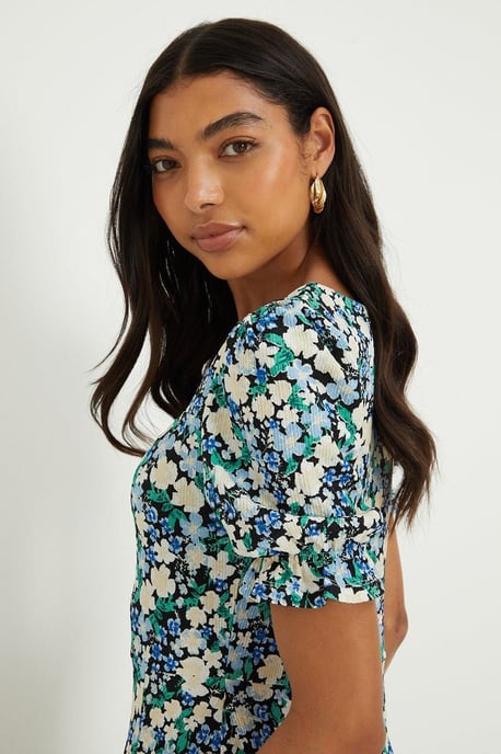 Floral Sweetheart Neckline Midi Dress - Image 2