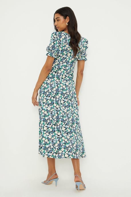 Floral Sweetheart Neckline Midi Dress - Image 3