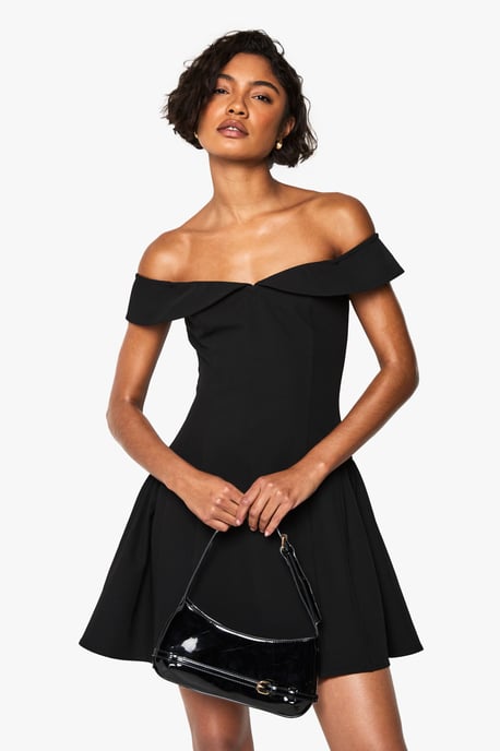 Tall Bardot Foldover Skater Dress - Image 1
