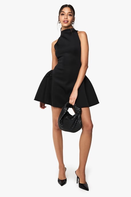 Racer Neck Volume Mini Dress - Image 3