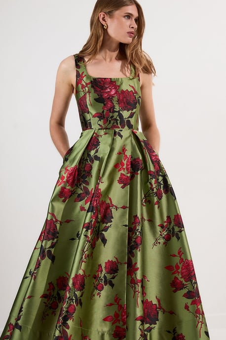 Lydia Millen Floral Jacquard Corseted Woven Maxi Dress - Image 1
