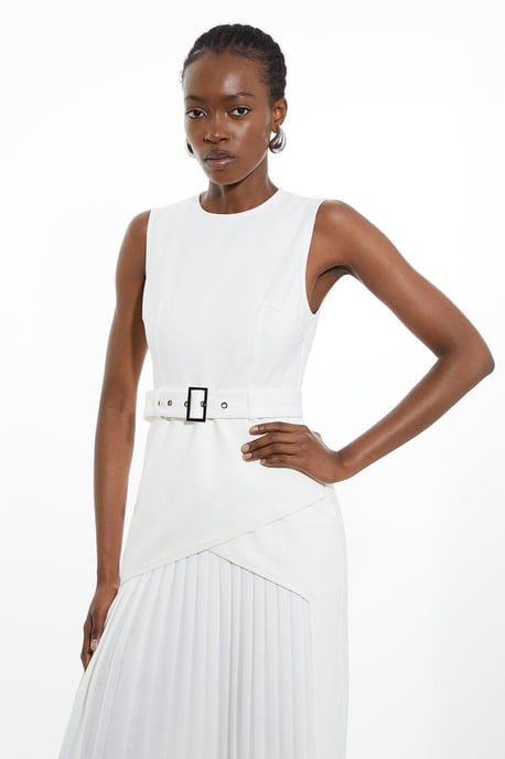 Ponte And Georgette Jersey Pleated Maxi Dress - Image 2