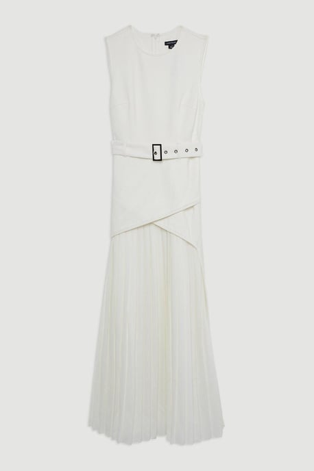 Ponte And Georgette Jersey Pleated Maxi Dress - Image 4