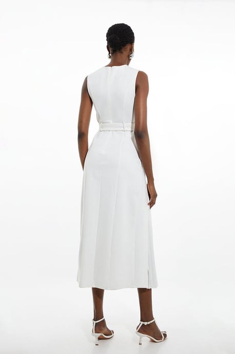 Ponte And Georgette Jersey Pleated Maxi Dress - Image 5