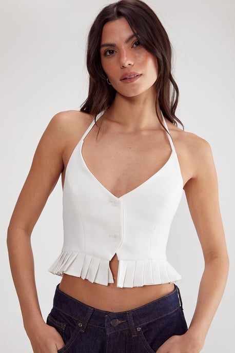 Pleated Hem Tailored Top - Image 1