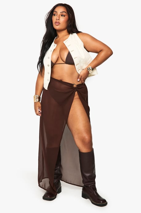 Plus Metal Trim Chiffon Maxi Sarong - Image 3