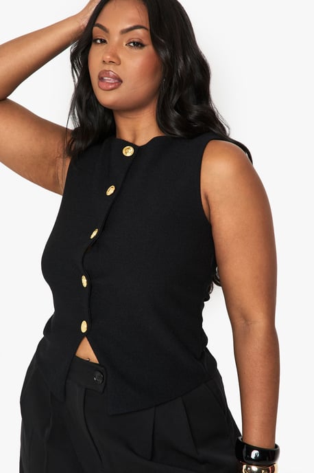 Plus Textured button through waistcoat - Image 4