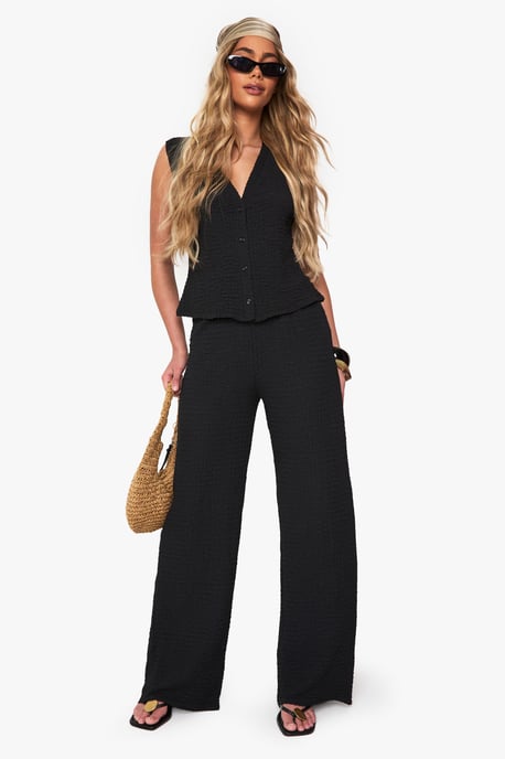 Textured Wide Leg Trouser - Image 1