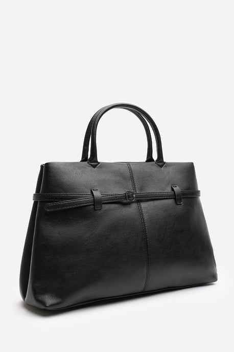 Wheres That From Womens 'Flores' Luxury Structured Leather Tote Bag - Image 3