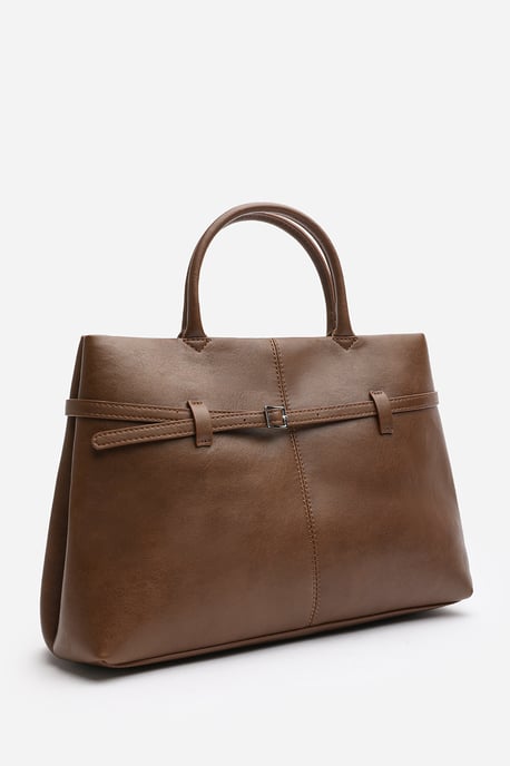 Wheres That From Womens 'Flores' Luxury Structured Leather Tote Bag - Image 3