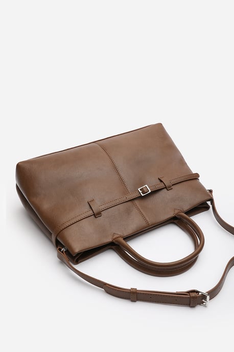 Wheres That From Womens 'Flores' Luxury Structured Leather Tote Bag - Image 5