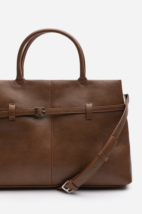 Wheres That From Womens 'Flores' Luxury Structured Leather Tote Bag - Image 6