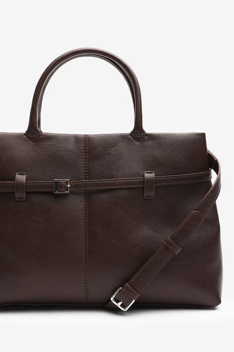 Wheres That From Womens 'Flores' Luxury Structured Leather Tote Bag - Image 4