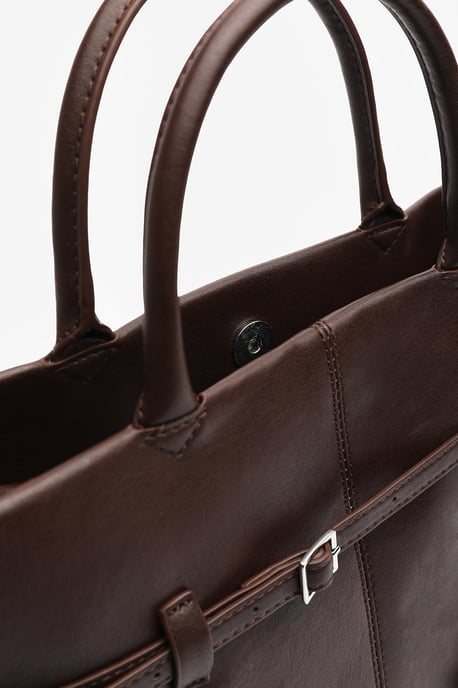 Wheres That From Womens 'Flores' Luxury Structured Leather Tote Bag - Image 5