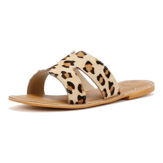 Tower Footwear Cut Out Dames Muiltjes Van Beige Leer - Image 3