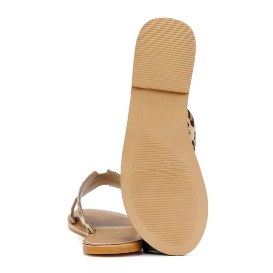 Tower Footwear Cut Out Dames Muiltjes Van Beige Leer - Image 4