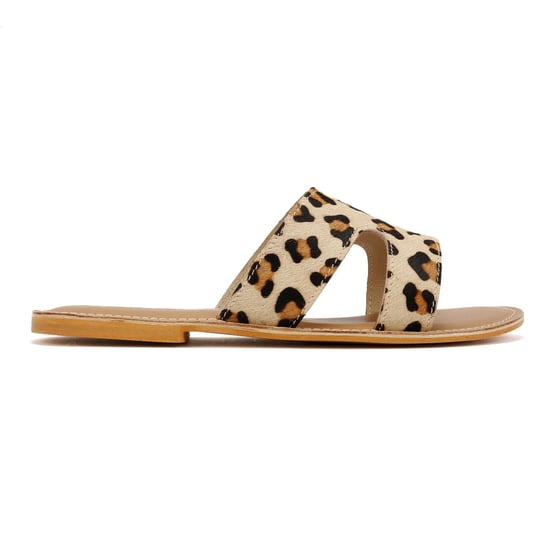 Tower Footwear Cut Out Dames Muiltjes Van Beige Leer - Image 5
