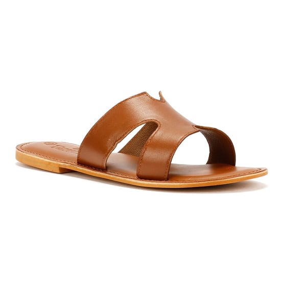 Tower Footwear Cut Out Damesmuilen Van Bruin Leer - Image 2