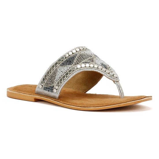Tower Footwear Wide Vamp Toepost Dames Zilveren Sandalen - Image 2