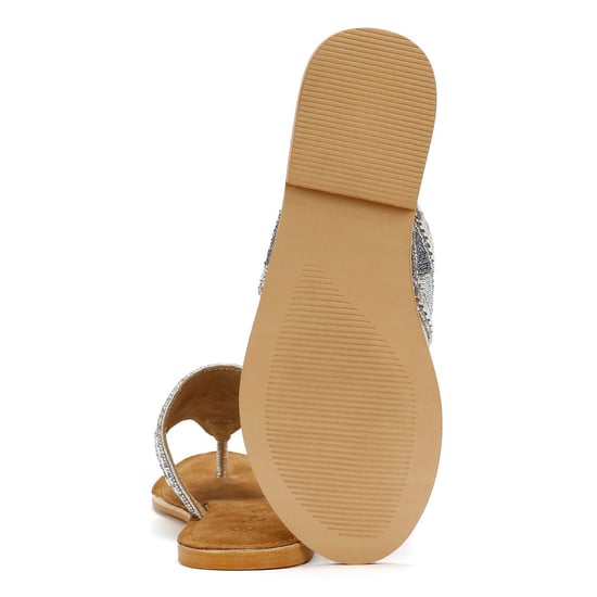 Tower Footwear Wide Vamp Toepost Dames Zilveren Sandalen - Image 4