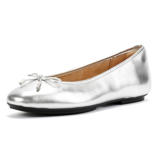 FitFlop Delicato Leren Dames Zilveren Platte Schoenen - Image 3