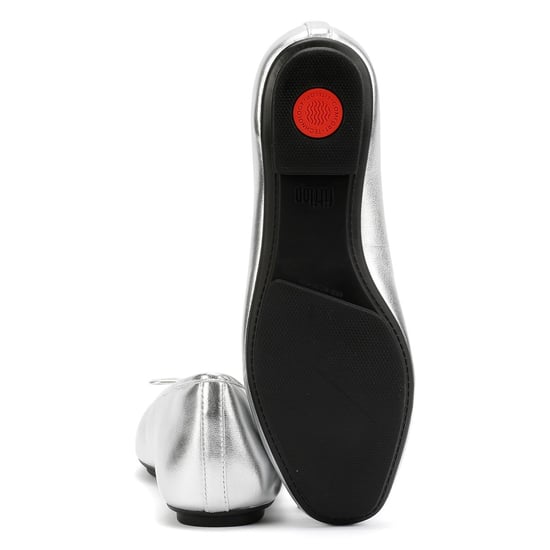 FitFlop Delicato Leren Dames Zilveren Platte Schoenen - Image 4