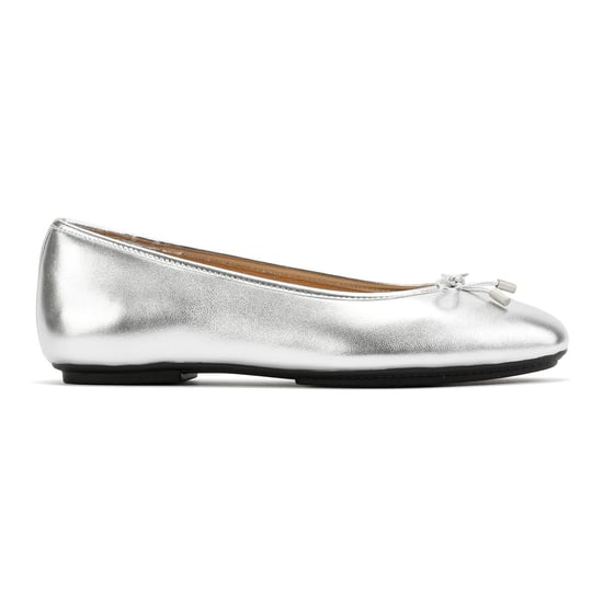 FitFlop Delicato Leren Dames Zilveren Platte Schoenen - Image 5