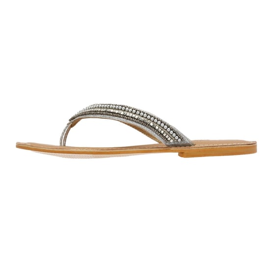 Tower Footwear Metallic Bead Thong Dames Zilveren Sandalen - Image 6