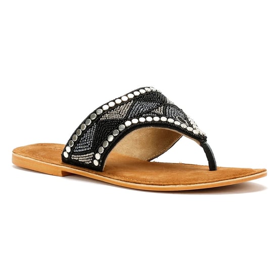 Tower Footwear Wide Vamp Toepost Dames Zwarte Sandalen - Image 2