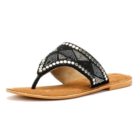 Tower Footwear Wide Vamp Toepost Dames Zwarte Sandalen - Image 3