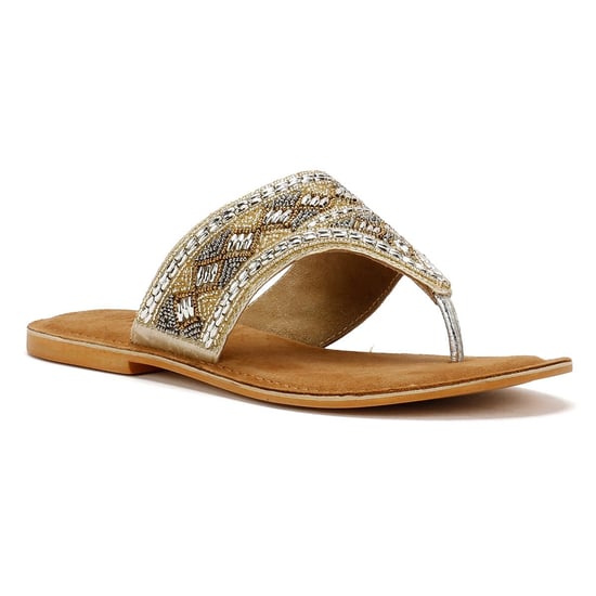 Tower Footwear Wide Vamp Toepost Vrouwen Gouden Sandalen - Image 2